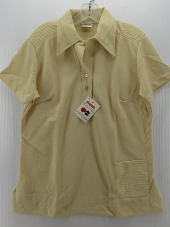 King Louie Tops - VTG King Louie Polo Shirt 38 Bowling 70s Leisure USA Made Large NEW